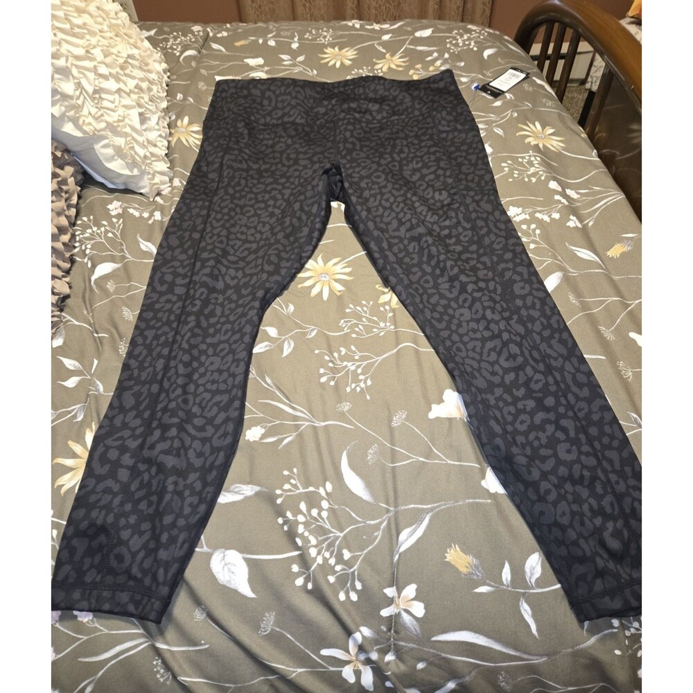 Yogalicious Lux Women's 2X Ankle Leggings Leopard Black Stretch Athleisure
